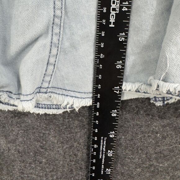 Free People Jacket Women's XS Light Blue Hooded Raw Hem Cropped Denim - Picture 6 of 9